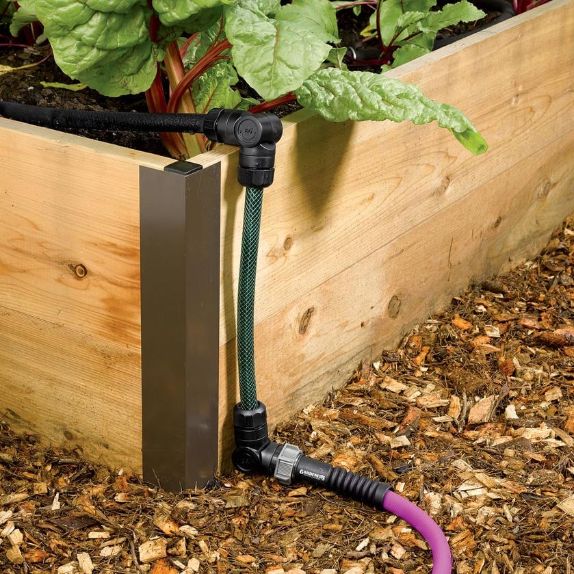 Snip-n-Drip soaker hose for raised bed