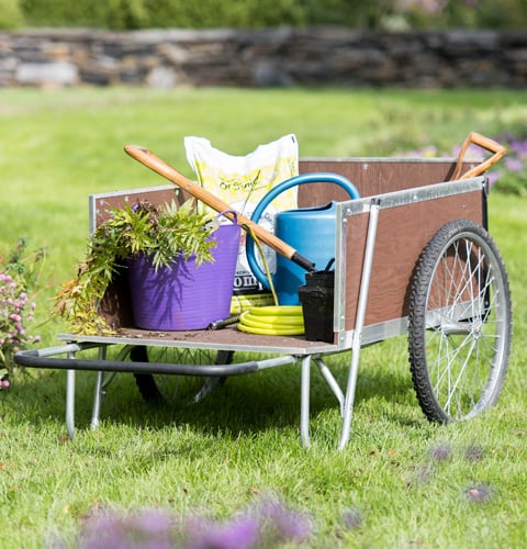 Large Brown Garden Cart filled