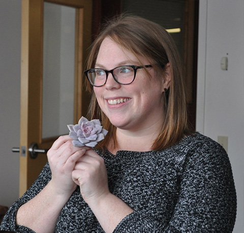 Erin holds succulent