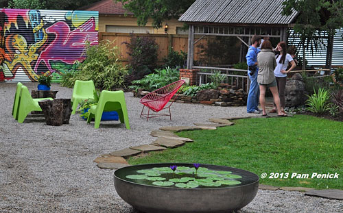 Extend a patio with a bit of lawn