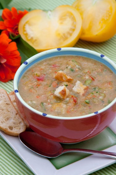 Yellow tomato gazpacho